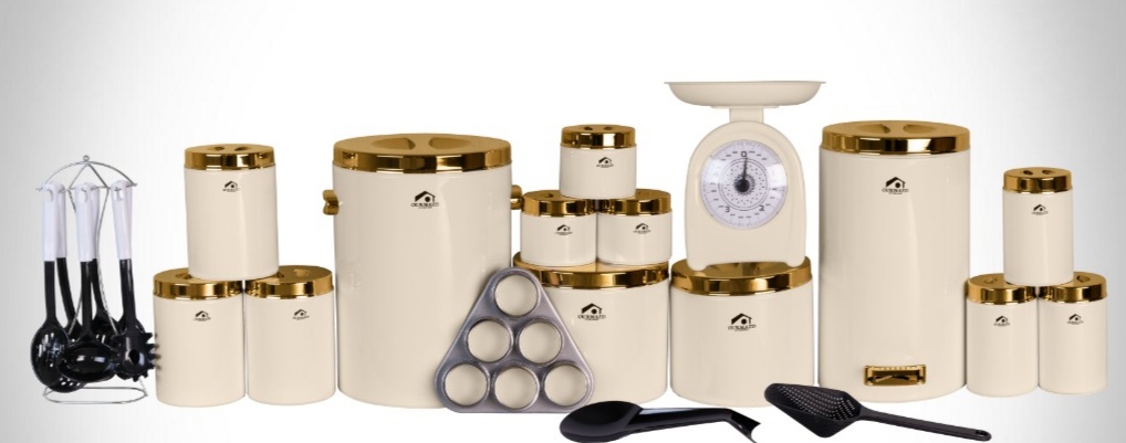 سرویس آشپزخانه 30 پارچه اورمزد Ourmazd کرم درب طلایی