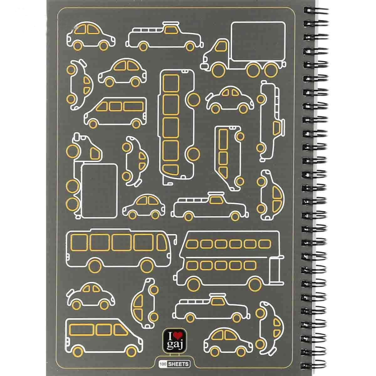 دفتر سیمی 100 برگ گاجکو طرح ماشین نوک مدادی