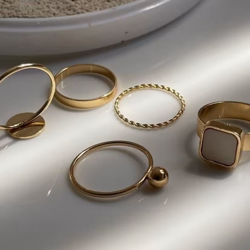 پک انگشتر5تایی نگین سفید