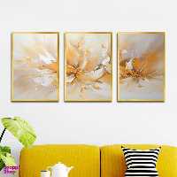 تابلو بکلیت طرح نقاشی رنگ روغن گل مدل T-1627 مجموعه 3 عددی