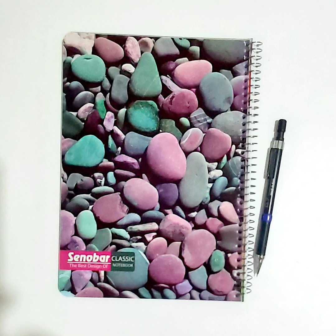 دفتر  مشق 80 برگ جلد طلقی طرح سنگ