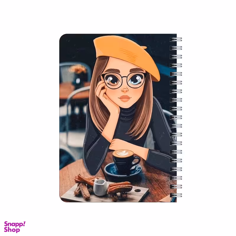 دفترچه یادداشت بامبیلیپ مدل چوبی طرح دختر و کافه و قهوه کد 7967563