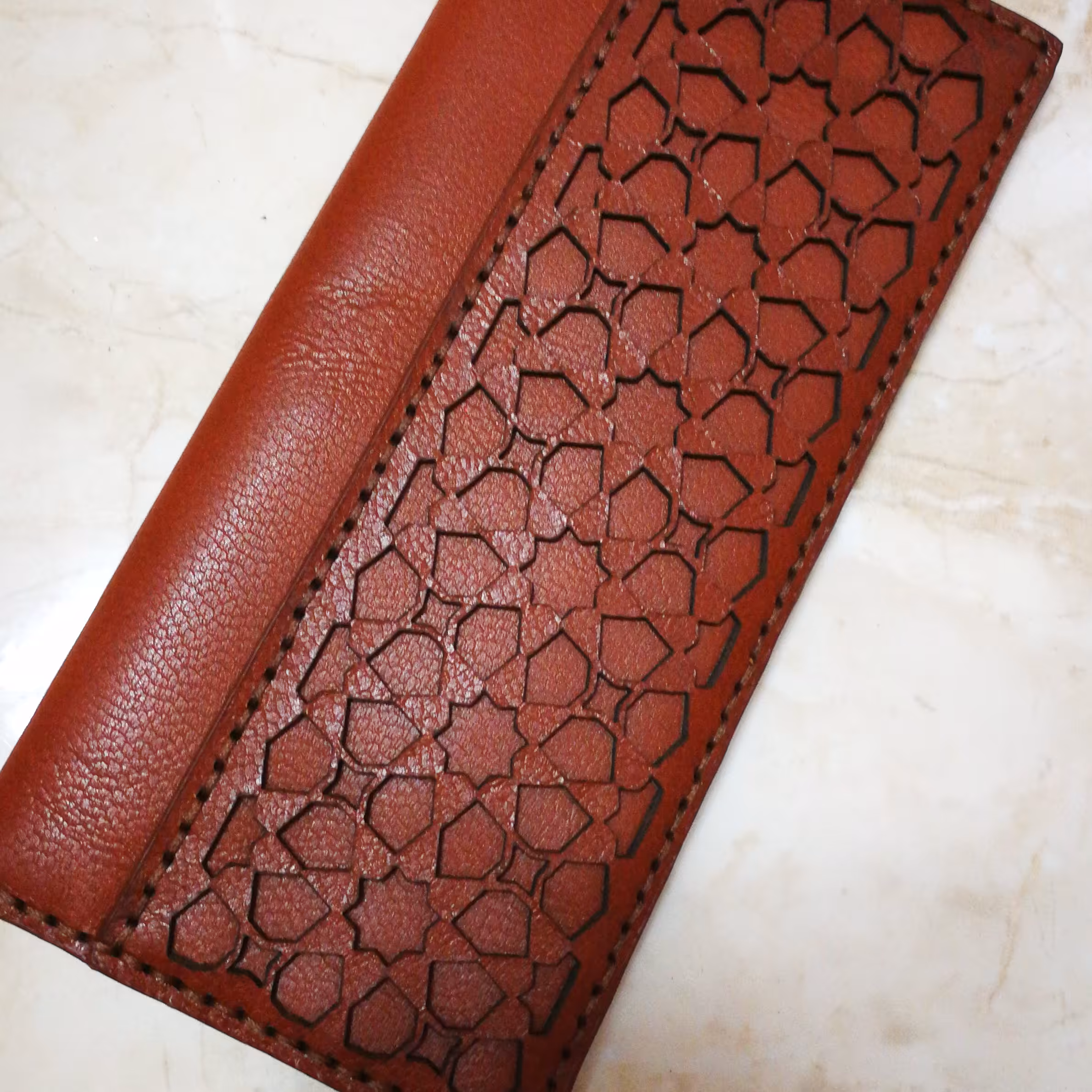 کیف پول چرم طبیعی طرح اسلیمی