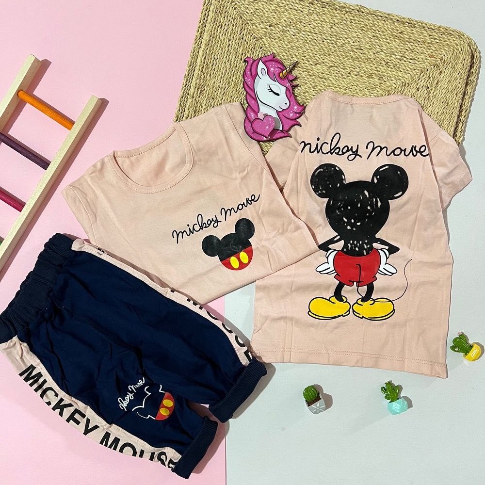 تیشرت شلوارک طرح میکی چشم زرد مناسب سایز35تا55 ارسال رایگان