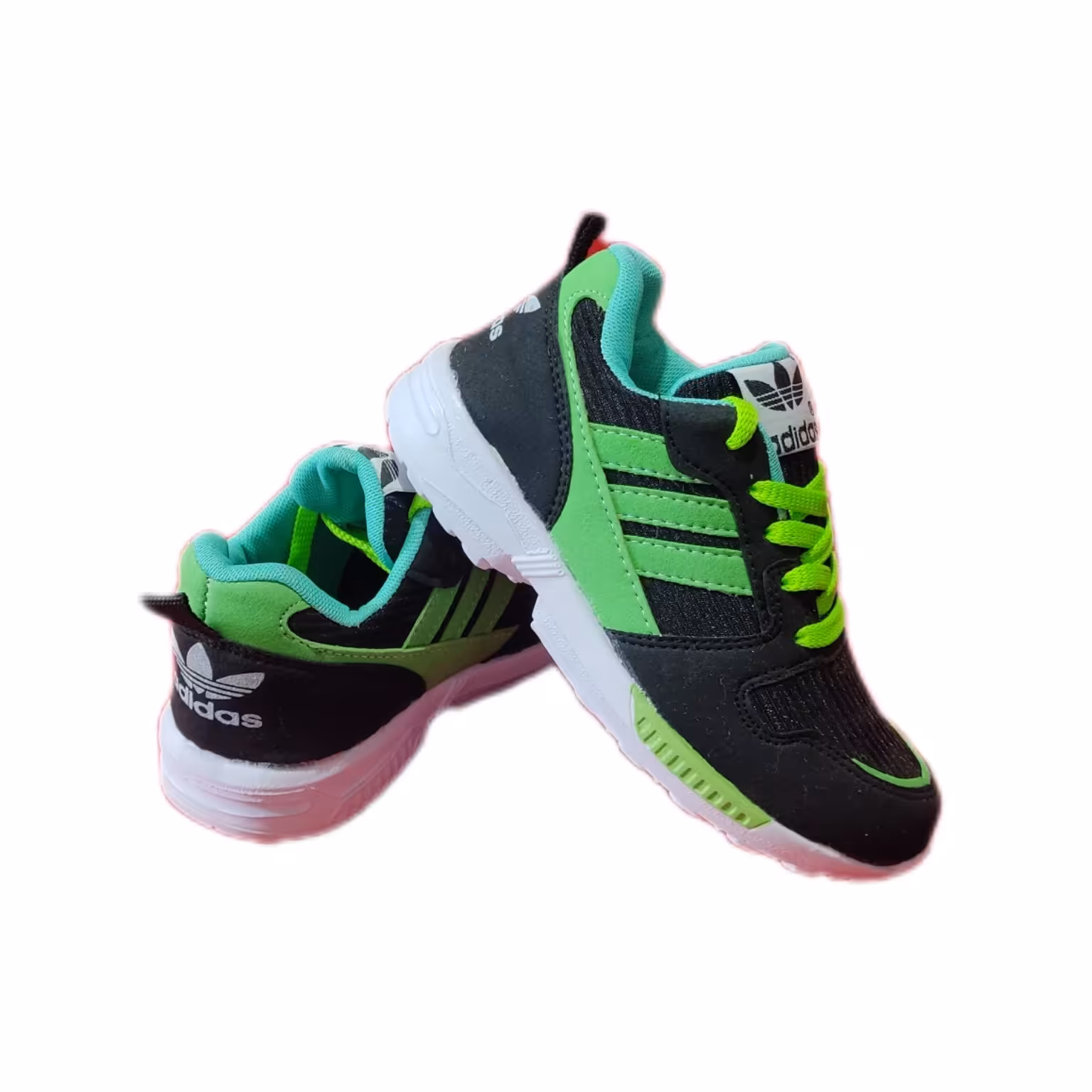 کفش کتونی آدیداس بچگانه پسرانه و دخترانه زیره طبی سبک نرم سایز 31تا35 مشکی سبز