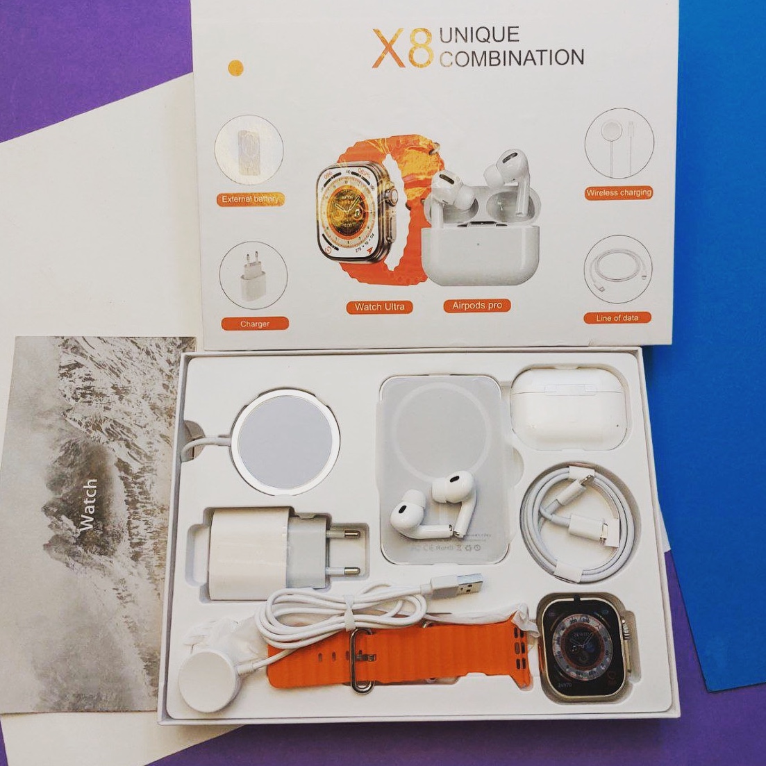 ساعت هوشمند x8 دارای شارژر ، پاور بانک ، ایرپاد ، وایرل34128