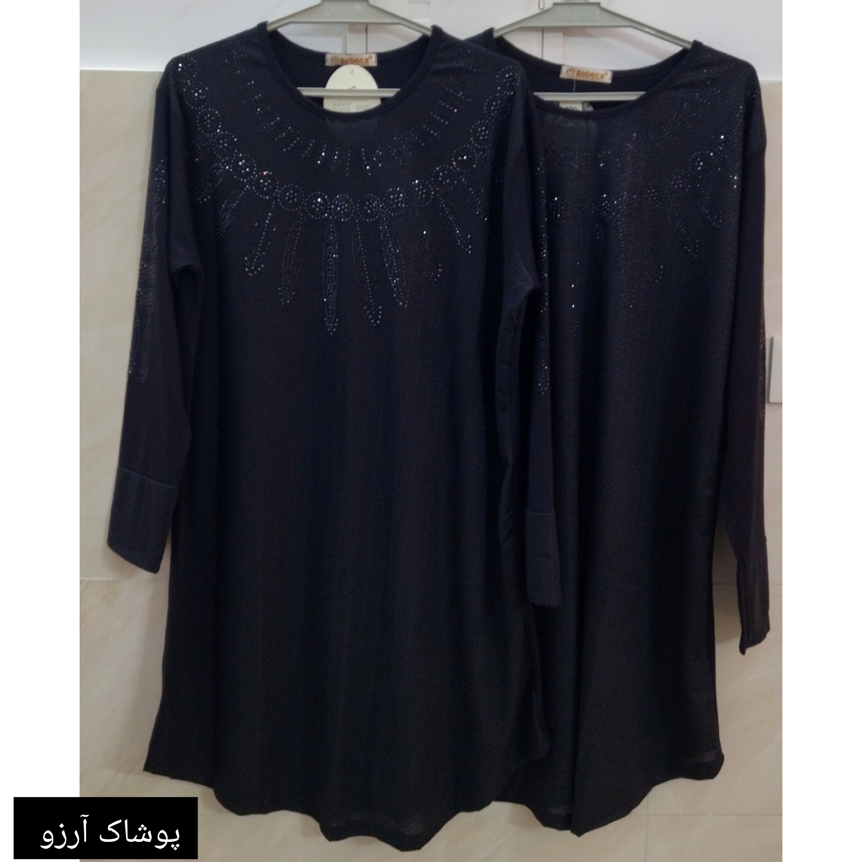 تونیک  نخپنبه زنانه تک رنگ مشکی سایز بزرگ 