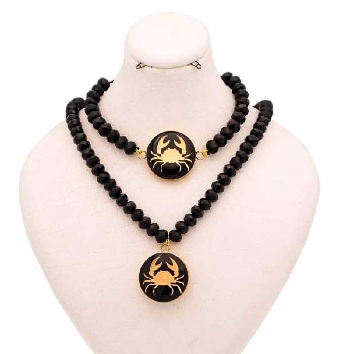 نیم ست روکش طلا طرح ماه تیر مشکی