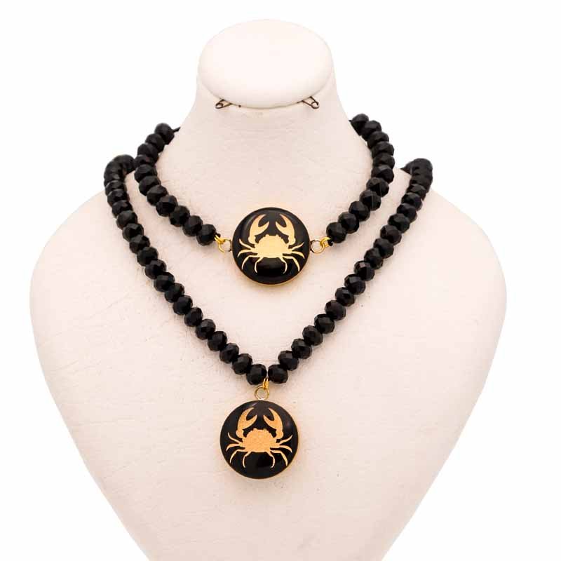 نیم ست روکش طلا طرح ماه تیر مشکی