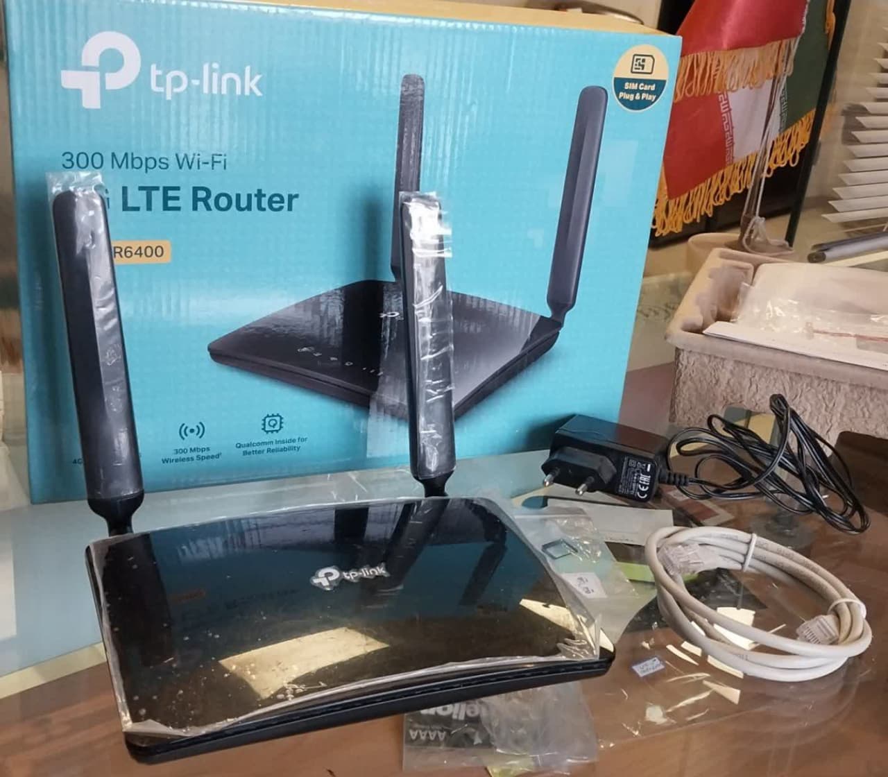 مودم روتر سیم کارت خور 4G/LTE رومیزی تی پی لینک مدل TL-MR6400 -دست دومTP-Link TL-MR6400 300Mbps Wireless N 4G LTE Router USED