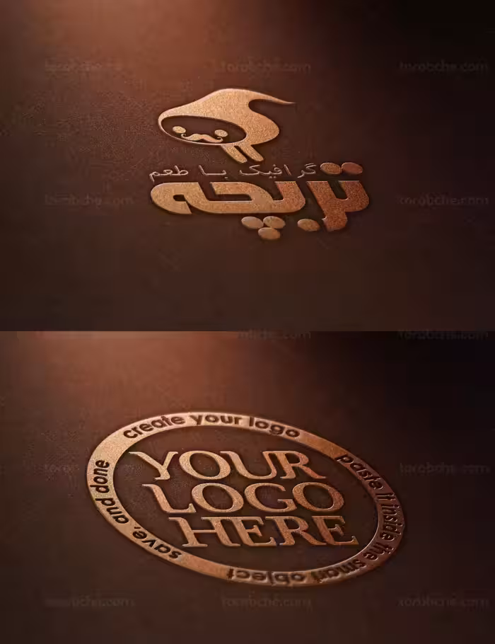 طرح لایه باز موکاپ لوگوی مسی درخشان - گرافیک با طعم تربچه