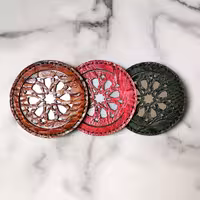 آینه جیبی چرم طبیعی طرح اسلیمی