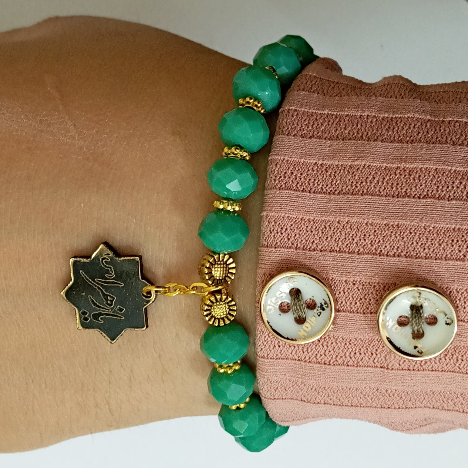 دستبند کریستال سایز 8 با آویز مذهبی