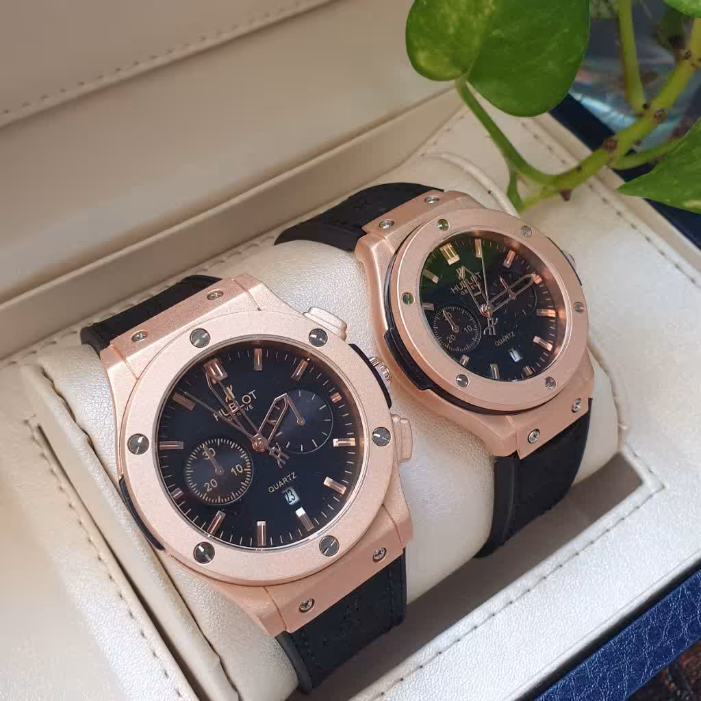 ساعت مچی ست زنانه و مردانه هابلوت بند قفل هابلوت با ارم حک شده Hublot 