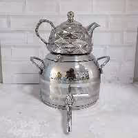 کتری قوری سماور روگازی استیل  کد404 شیردار کف چدن قوری چینی از برند شکس ویکتوریا