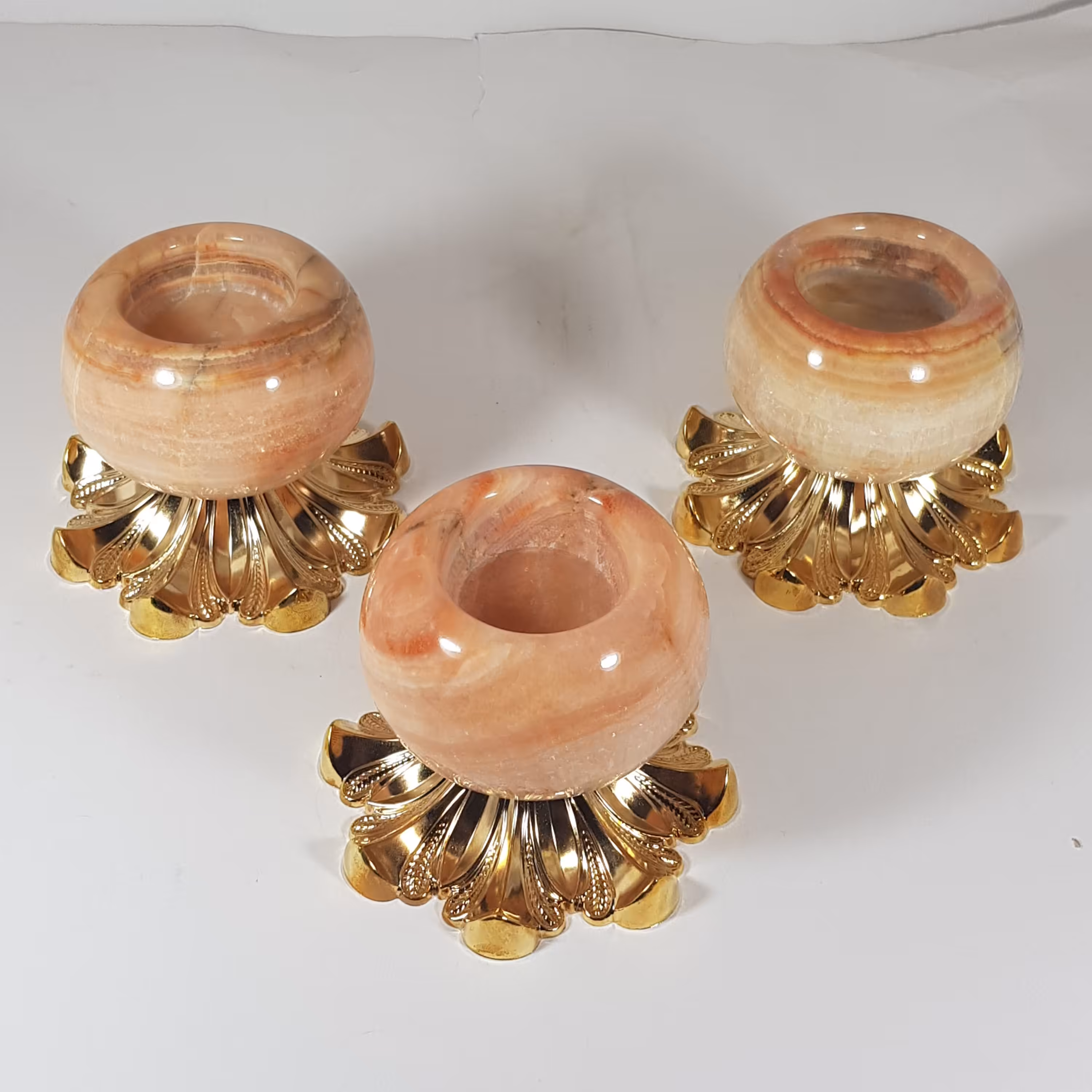 جا شمعی مرمر پایه دار پک دوتایی