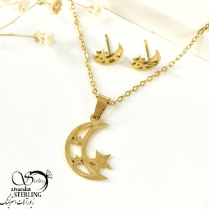 نیمست طرح طلا مدل ماه ستاره دار استیل کد 7938