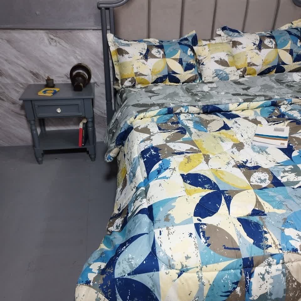 روتختی دونفره  میکرو پنبه دو رو زرد طوسی کد 381