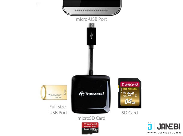 دستگاه کارت خوان Transcend RDP9 Smart OTG Card Reader