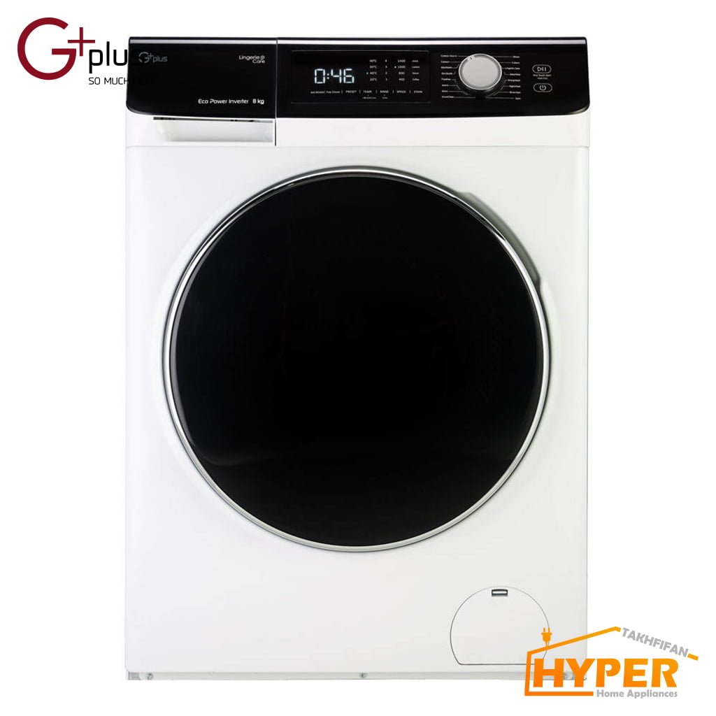 ماشین لباسشویی جی پلاس GWM-K846W سفید 8 کیلویی