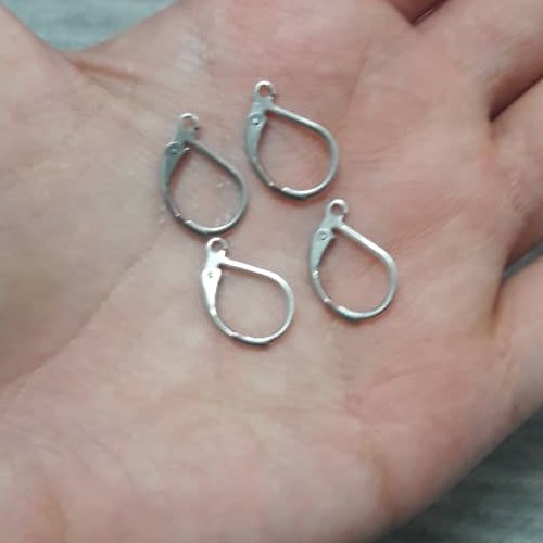 گوشواره قفلی نقره ای استیل رنگ ثابت