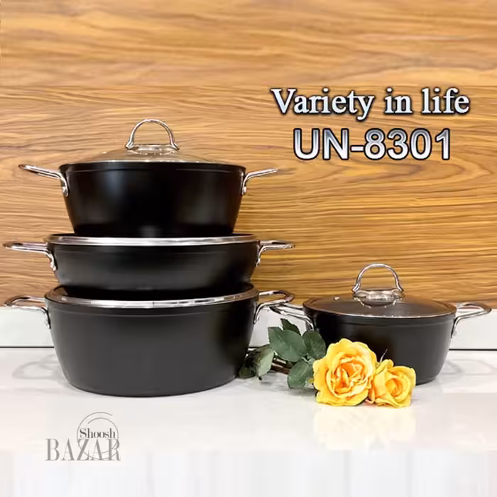 سرویس 8 پارچه بدنه مشکی درب منحنی سیلور یونیک کد 8301