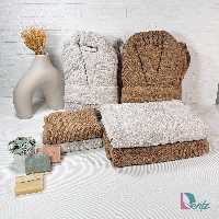 حوله ست دو نفره دیمورا رنگ شکلاتی و استخونی