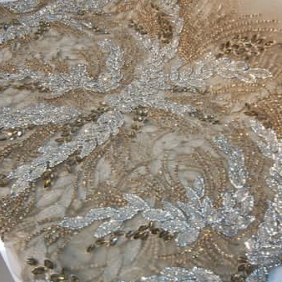 پارچه مجلسی تمام سنگ و کریستال دست دوز