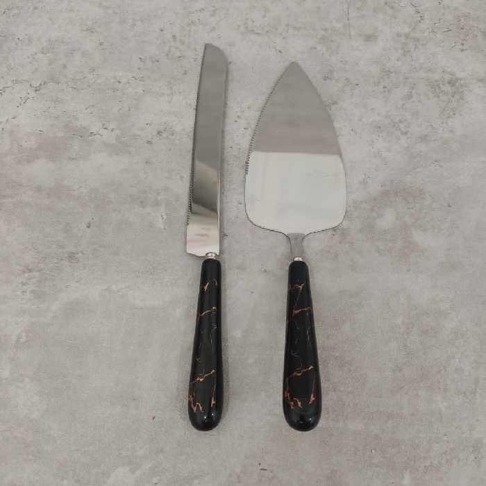 کارد و کفگیر کیک خوری دسته سرامیکی جنس عالی بسته 1 عددی  طول 27سانت.چاقو کیک . چاقو و کفگیر کیک بری   