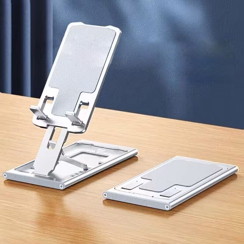 پایه نگهدارنده گوشی موبایل و تبلت مدل metal نقره ای