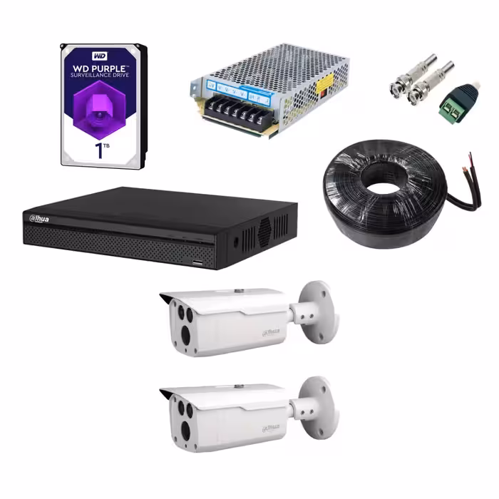 پکیج کامل دو دوربینه ی داهوا با دوربین HFW1200DP با دید در شب بالا