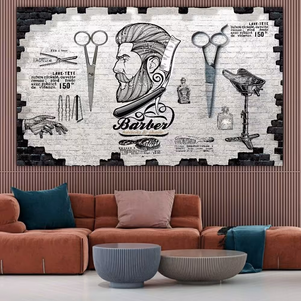 پوستر پارچه ای طرح کلکسیون آرایشگاه مردانه مدل 180