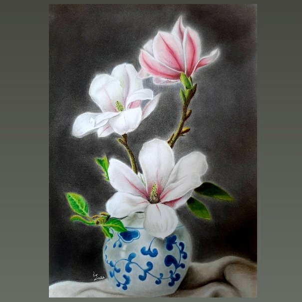 نقاشی با پاستل گچی طرح گل