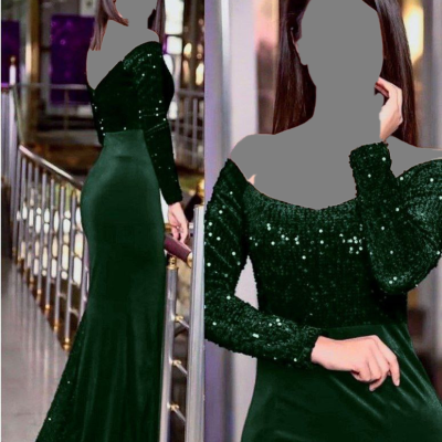 پیراهن شب زنانه مخمل ماکسی لیزا مدل مخمل پولکدوزی