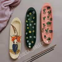 جای عود(عودسوز)سفالی گلسا،ضدآب، نقاشی شده