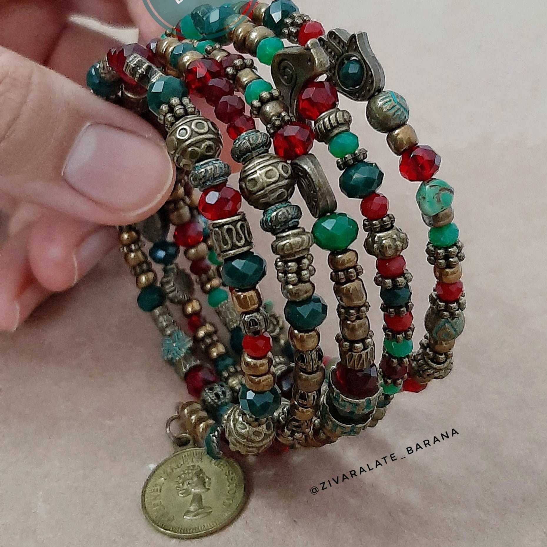 دستبند 5 ردیفه مفتولی هندی