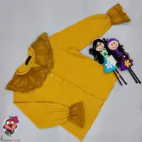 شومیز بچگانه پارچه لنین رنگ خردلی