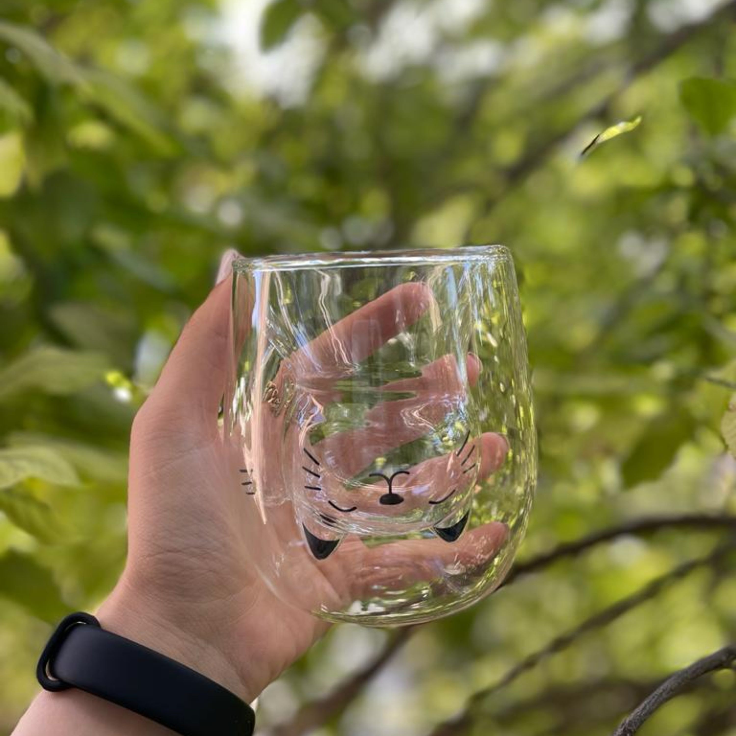 لیوان دوجداره عروسکی گربه ای شفاف