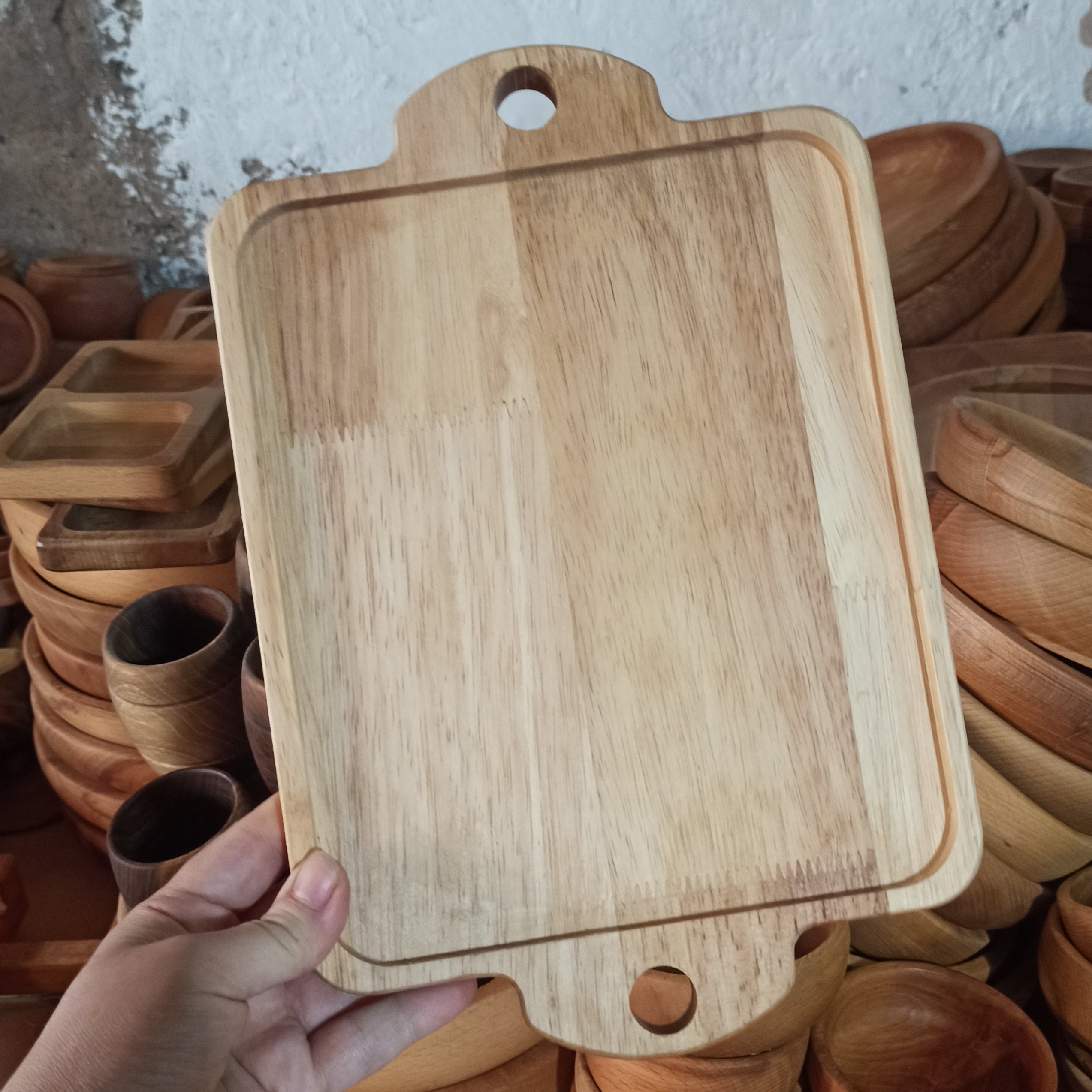 سینی مستطیل دسته دار چوب رابر
