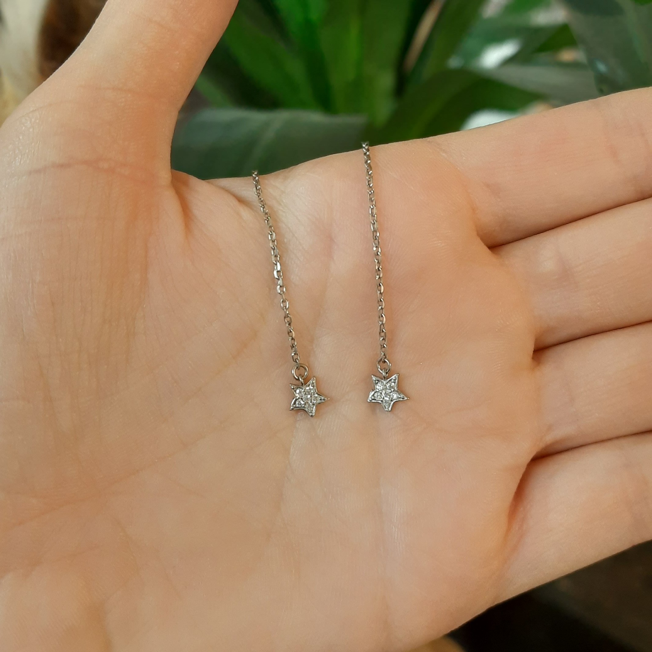 گوشواره نقره بخیه ستاره 