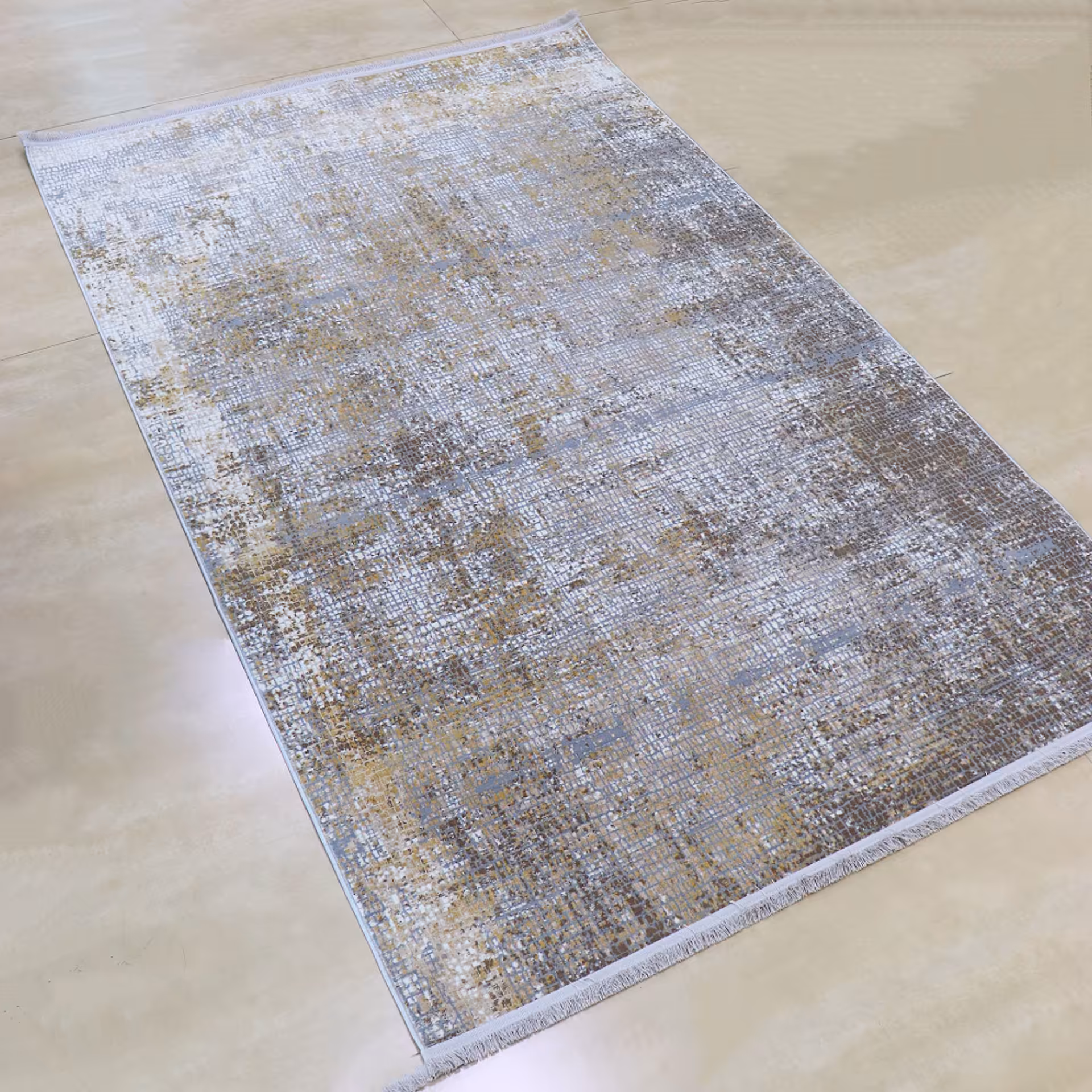 فرش مدرن رنگ کرم نسکافه ای 700شانه 4متری