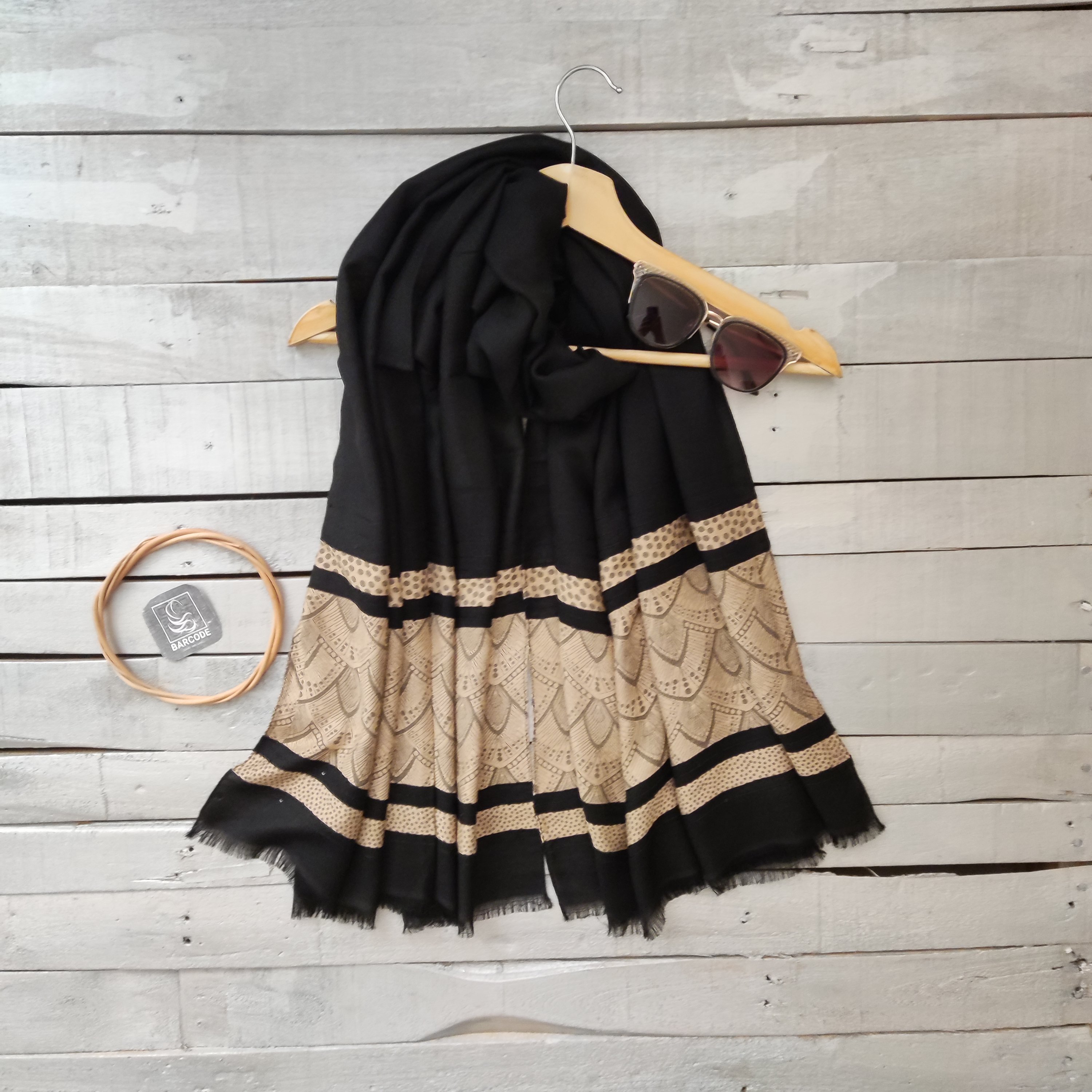 شال مشکی نخ ابریشم ترک کد2