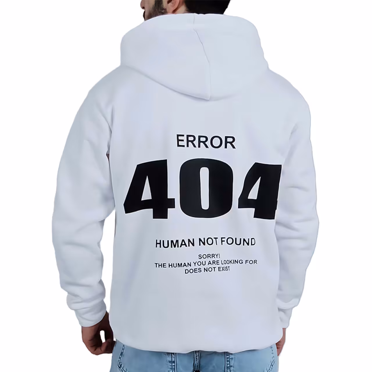 هودی مردانه سفید طرح ارور 404