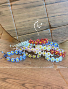 دستبند کریستالی بابونه رنگی