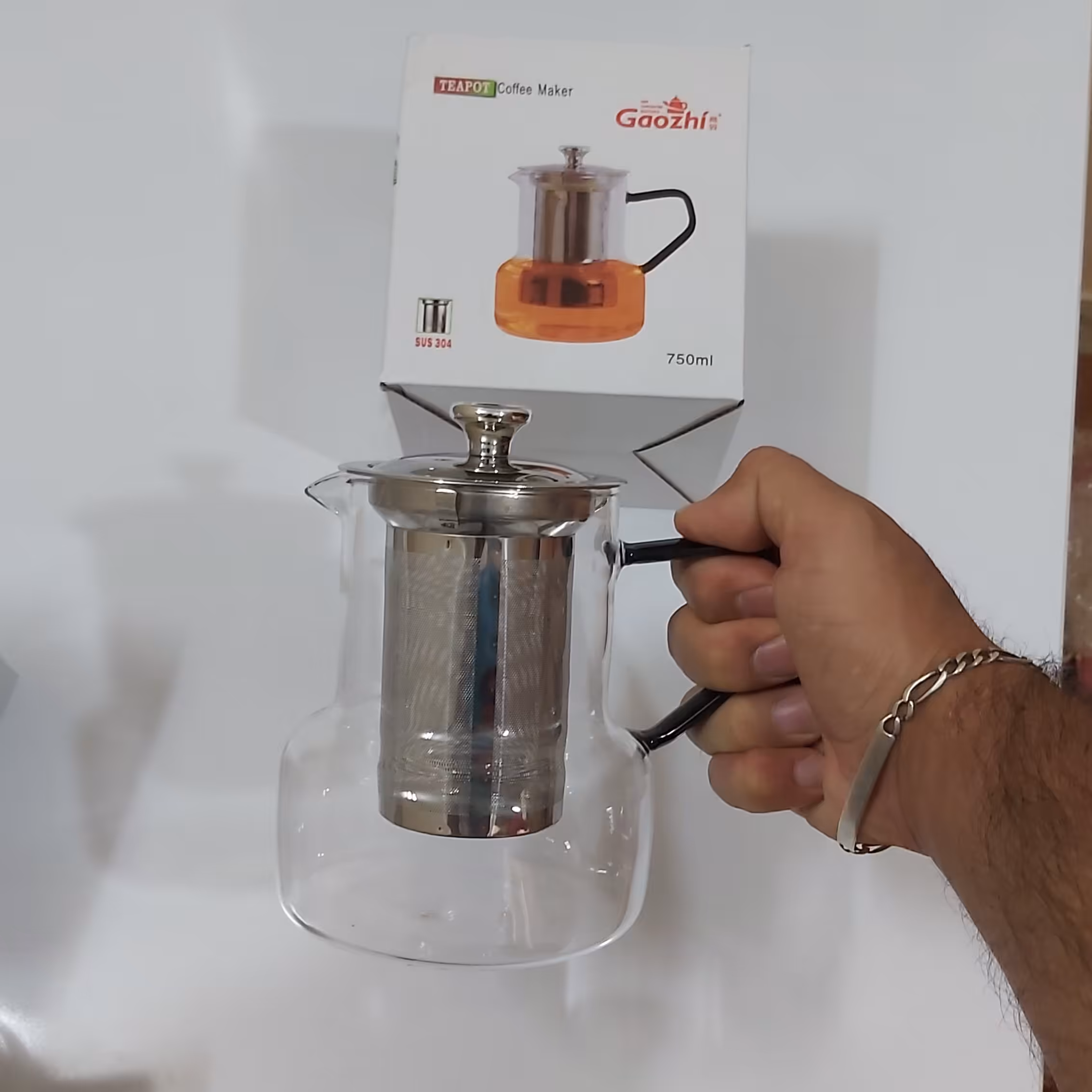 قوری شعله مستقیم صافی دار750میلی لیتر ضخیم پیرکس 