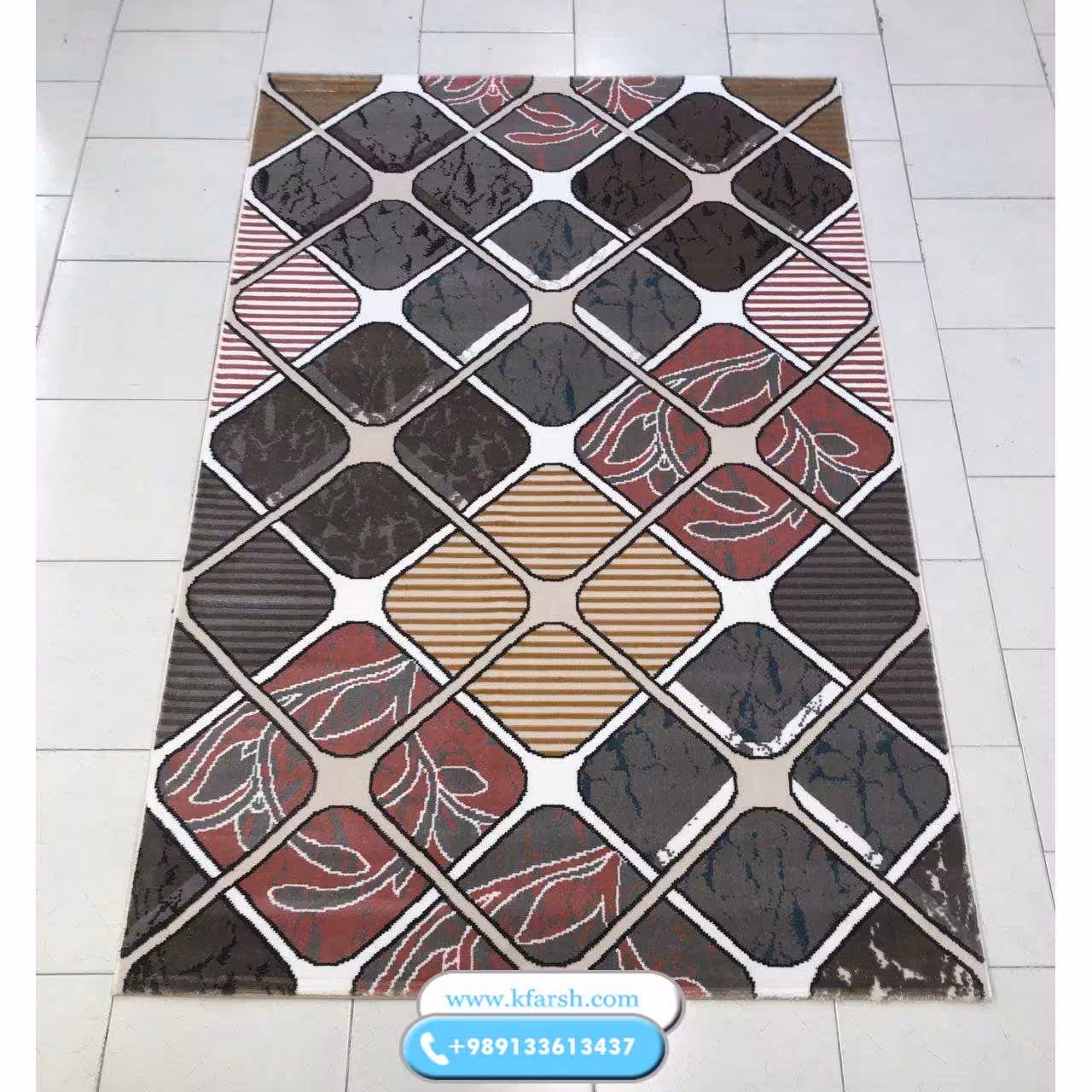 فرش مدرن طوسی صورتی سایز 6 متری