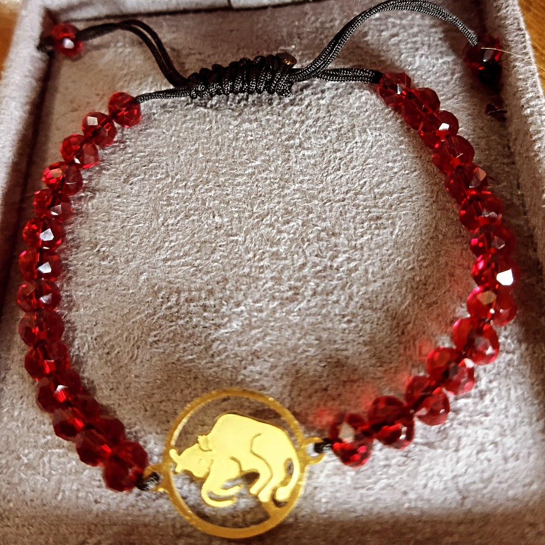 دستبندسنگ کریستال شفاف باپلاک استیل آبکاری طلا