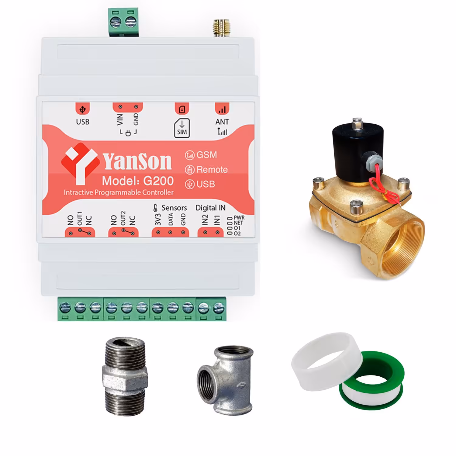 پک آبیاری هوشمند دو کاناله پیامکی با شیربرقی چینی ( کنترل از راه دور )