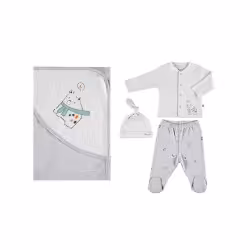 ست چهار تکه پتودار خرس راه راه 62237