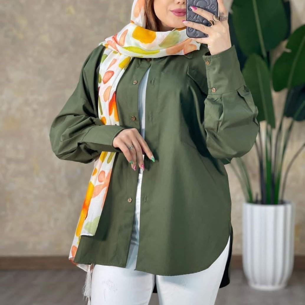 تونیک مانتویی ساده دکمه دار